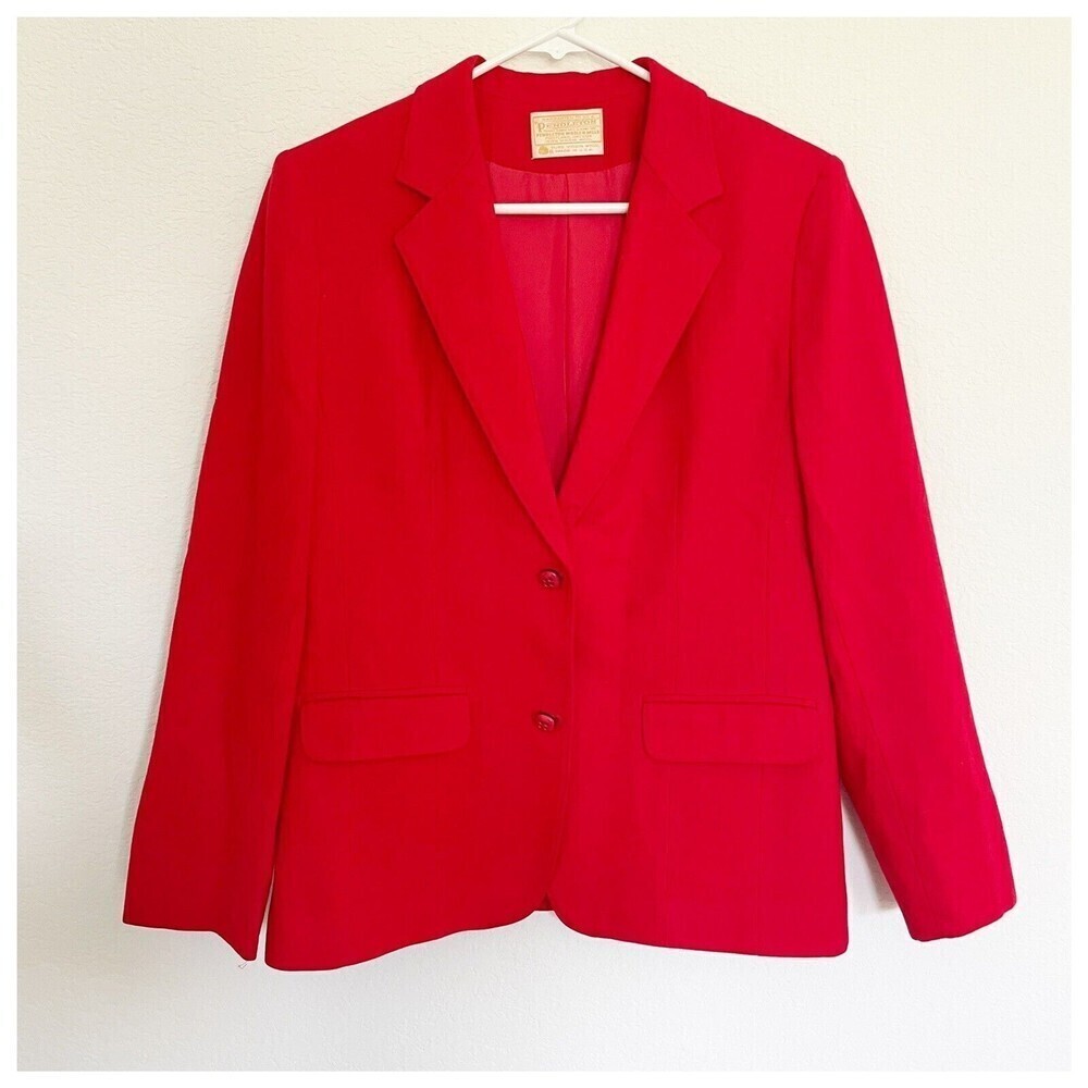 Pendleton Vintage Red Blazer Made in USA  Pure Virgin‎ Wool Suit Blazer  8-10 ?‍